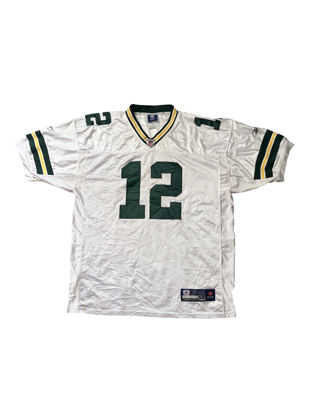 Reebok Green Bay Packers Aaron Rodgers NFL On Field Jersey Size 54 White Sewn